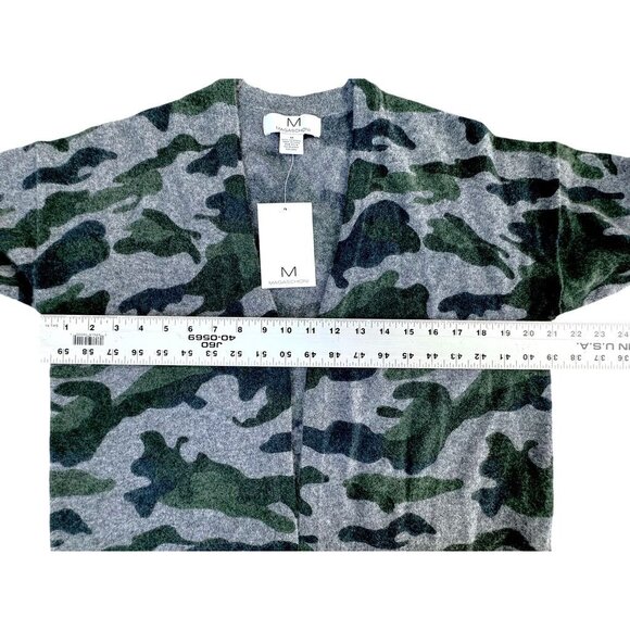 Magaschoni Women 100% Cashmere Open Front Cardigan Sweater Green/Gray Camo M - Picture 5 of 5